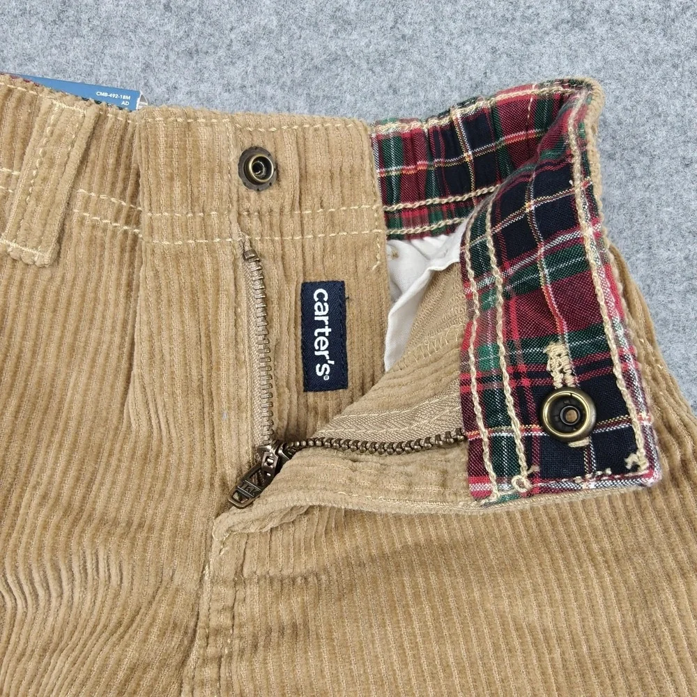 Carter's Pants‎ Boys Size 18-24 Months Beige Corduroy Elastic Waist Holiday New